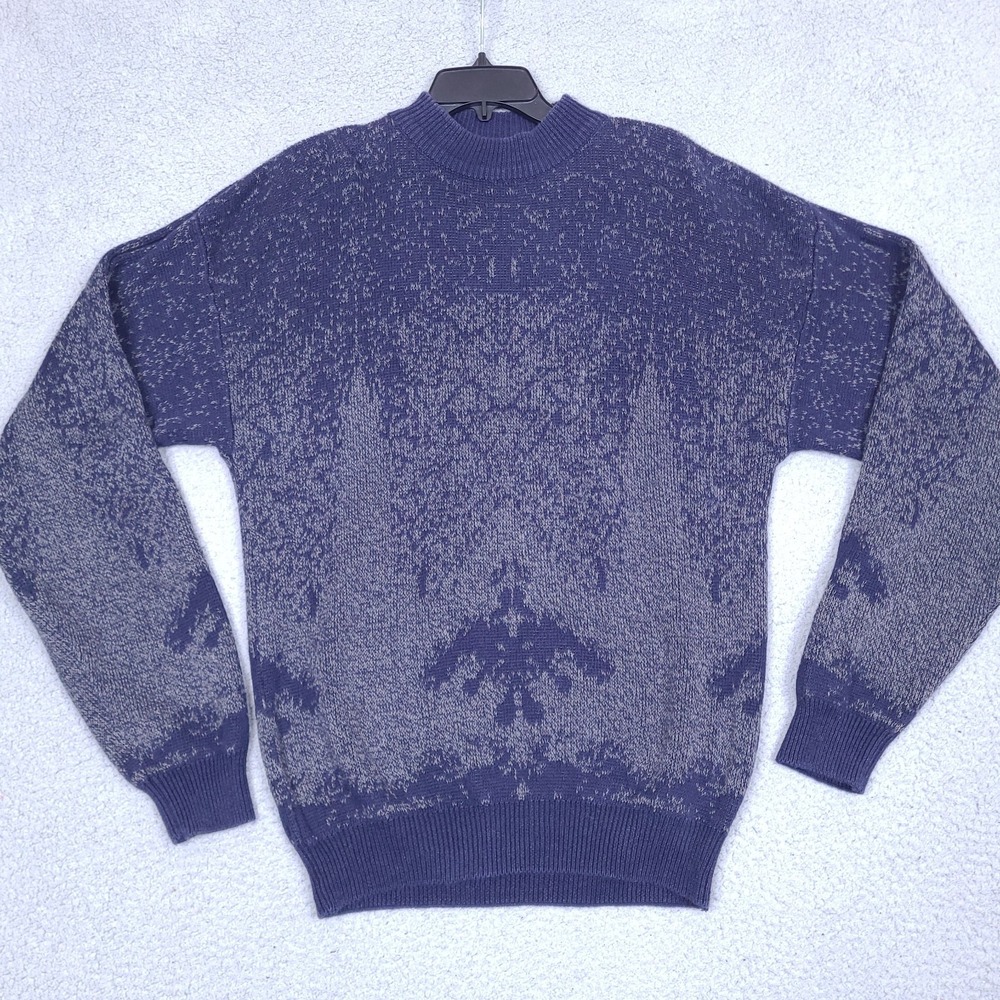 Vintage Generra Sport Sweater Men's Large Blue Gray Knit Pullover Tennis Preppy